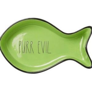 New In Box Rae Dunn Purr Evil Ceramic Cat Pet Feeding Bowl NIB